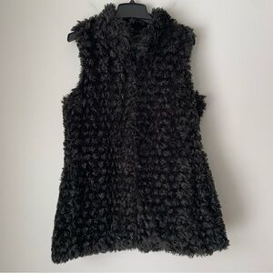 LIVE a little Black Faux Fur curly Fur Vest Size Large